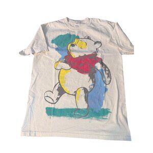 Vintage Disney Winnie The Pooh Front Graphic T Shirt White Cotton Size M 80s 90s